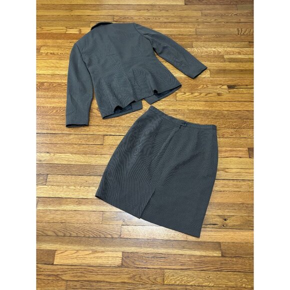 Jones New York Womens Skirt Suit Size 12 Green Pindot Blazer Jacket Career - Picture 6 of 8